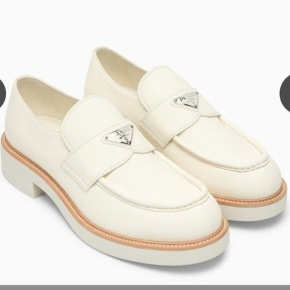 Prada Men Loafers Ivory Leather Moccasins Size 9.5 - Picture 5 of 15